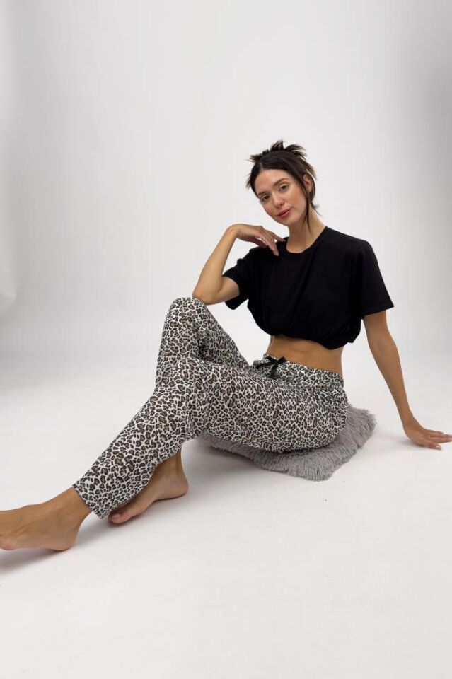 Betimoda Kadın Pijama Altı Kurdeleli Leopar - S