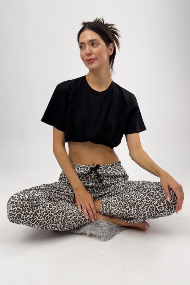 Betimoda Kadın Pijama Altı Kurdeleli Leopar - S