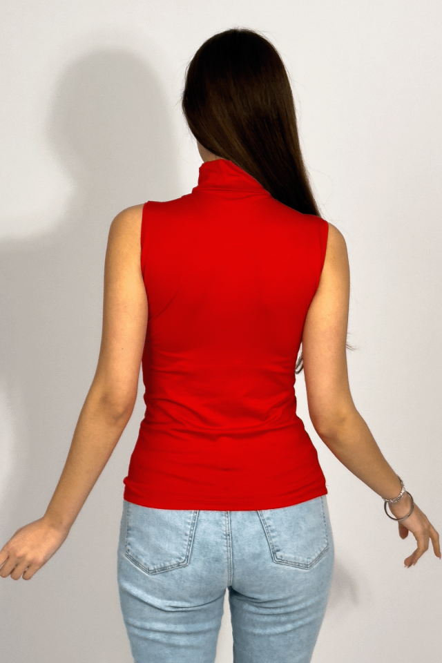 Kadın Sıfır Kol Yarım Balıkçı Yaka Body 1 Adet KIRMIZI - S/M