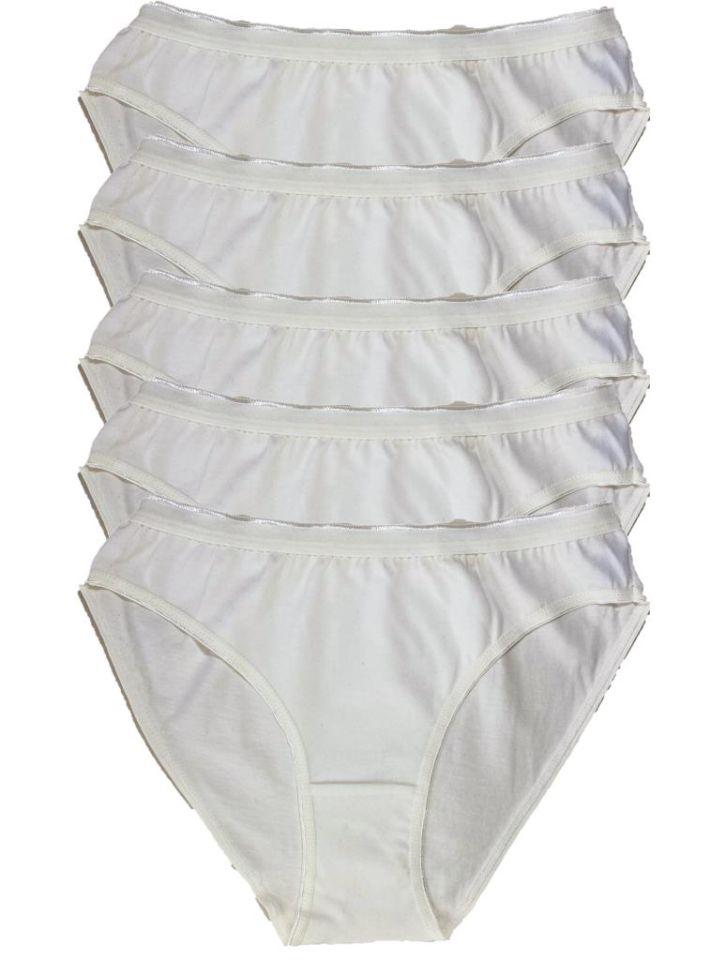 Kadın Penye Bikini Külot 5 Adet EKRU - Tek Ebat