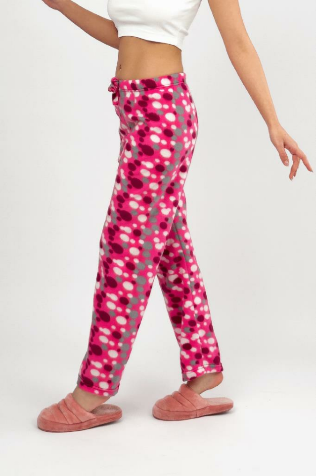 Kadın Polar Pijama Altı Kışlık Lastikli Bel Tek Alt Mürdüm Gri - S