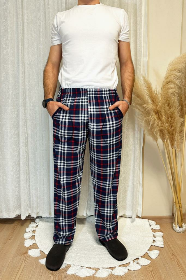 Erkek Desenli Cepli Lastikli Bel Pijama Altı Koyu Laci - 2XL