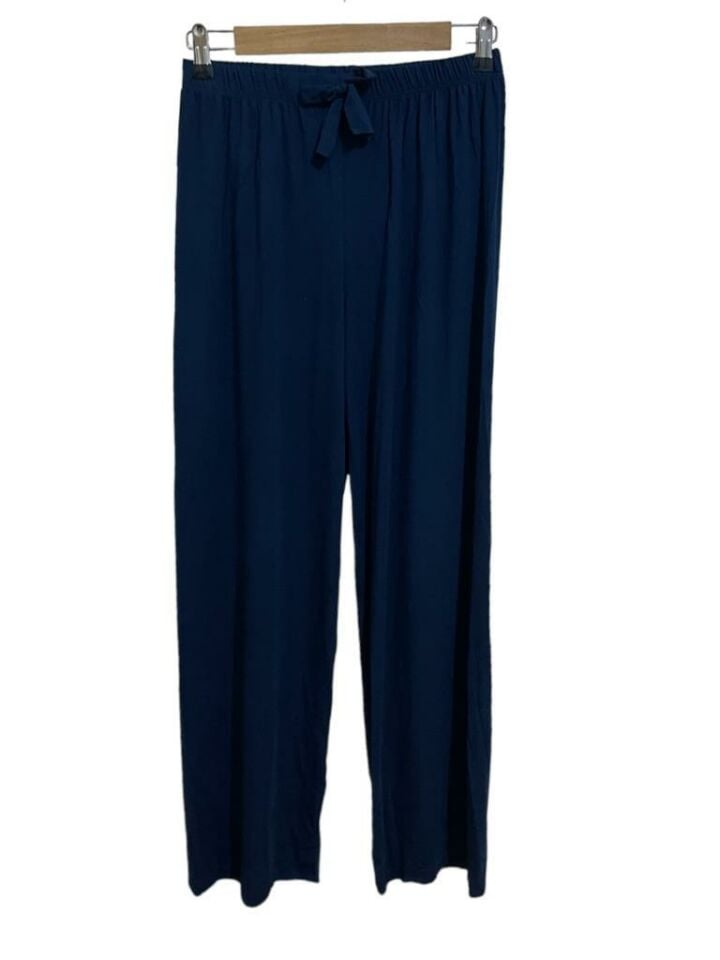 Kadın Bol Kesim Bol Paça Rahat Oversize İnce Palazzo Pantolon LACİVERT - L/XL