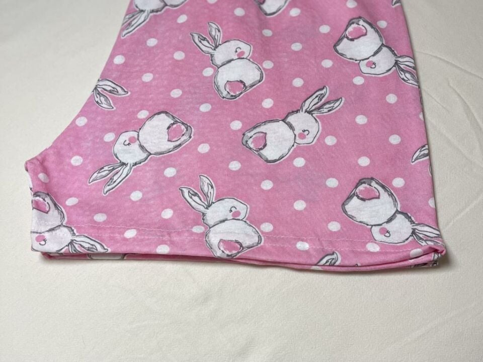 Kadın %100 Pamuklu Süprem Desenli Yumuşak Basic Mini Şort MS.Büyük Tavşan Pembe - L