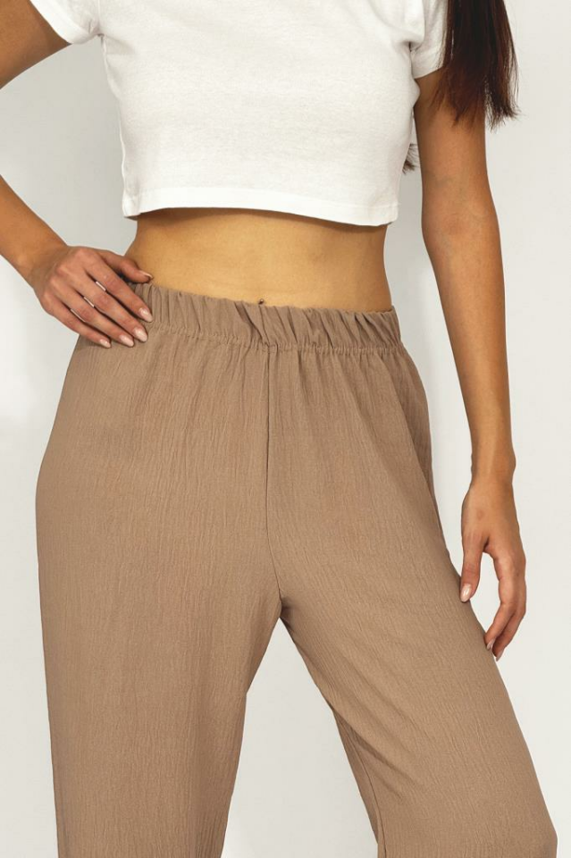 Kadın Beli Lastikli Ayrobin Eşofman Pantolon VİZON - L