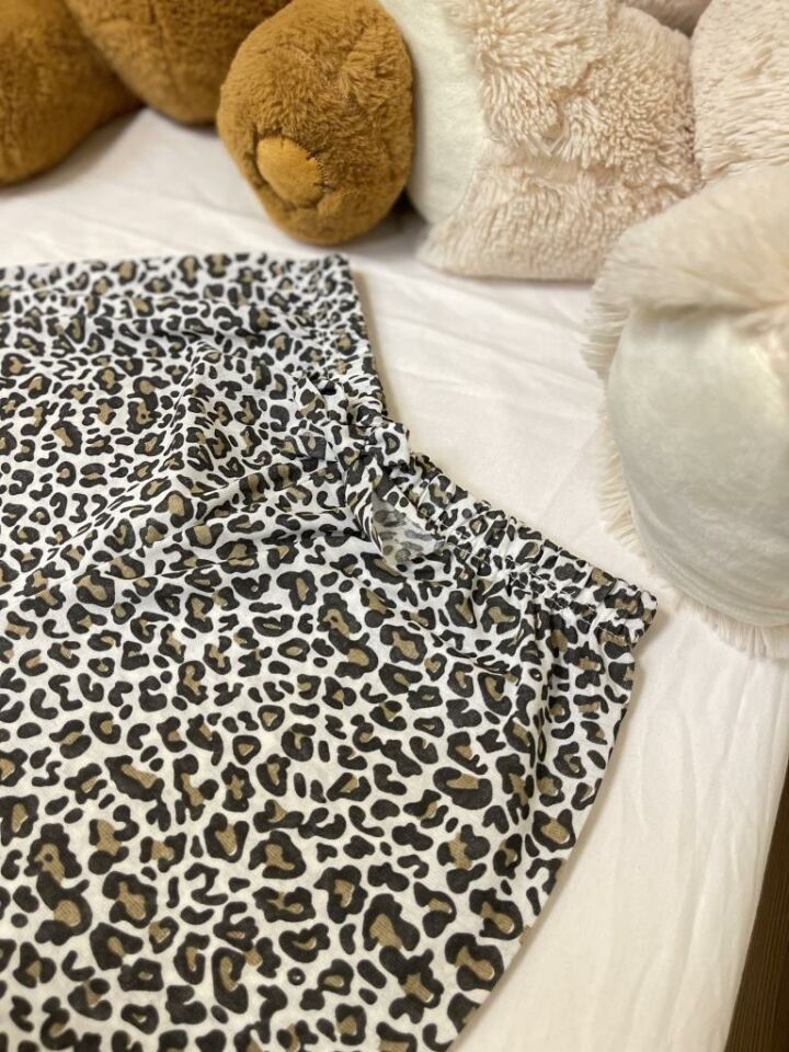 Kadın %100 Pamuklu Süprem Desenli Yumuşak Basic Mini Şort MS.Leopar - XL