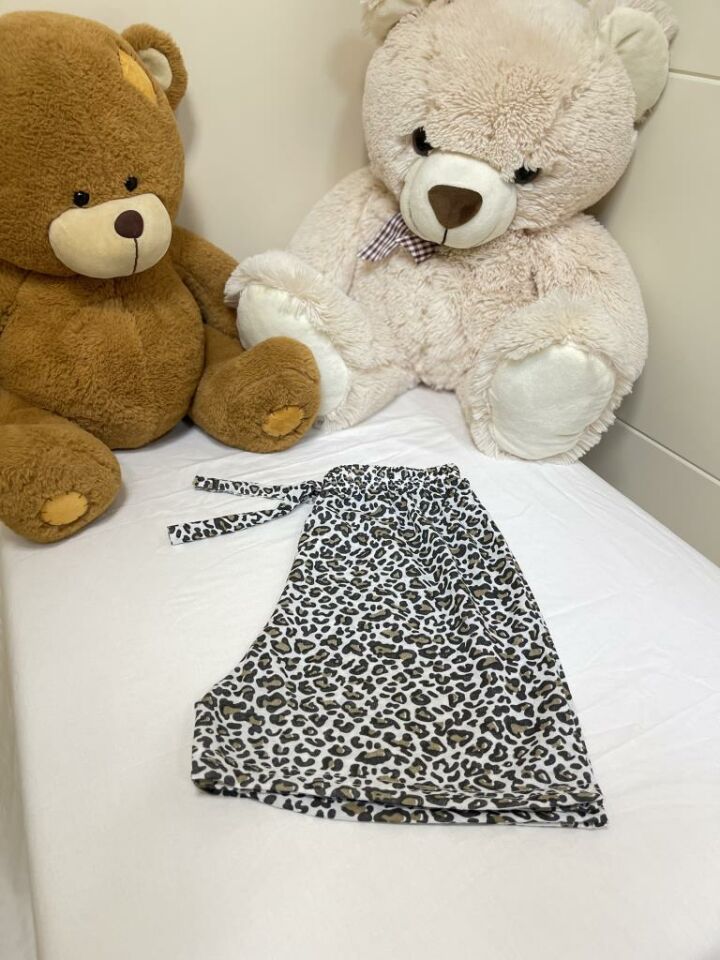 Kadın %100 Pamuklu Süprem Desenli Yumuşak Basic Mini Şort MS.Leopar - XL