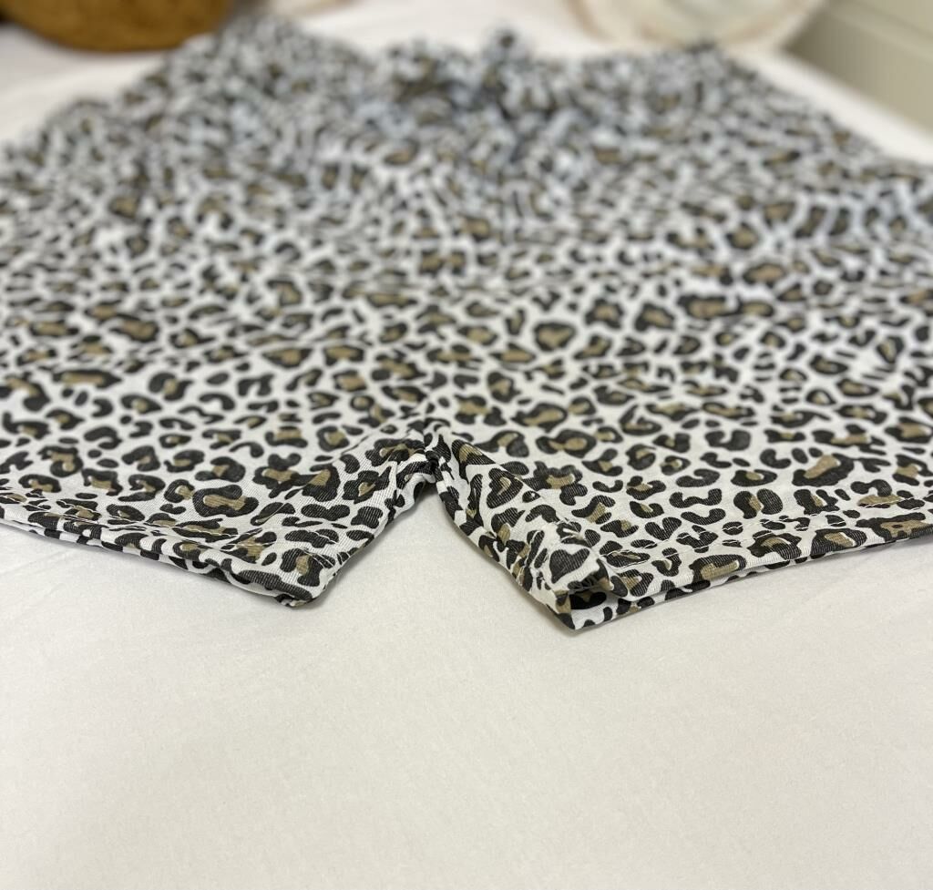 Kadın %100 Pamuklu Süprem Desenli Yumuşak Basic Mini Şort MS.Leopar - XL