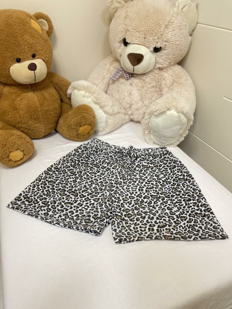 Kadın %100 Pamuklu Süprem Desenli Yumuşak Basic Mini Şort MS.Leopar - S