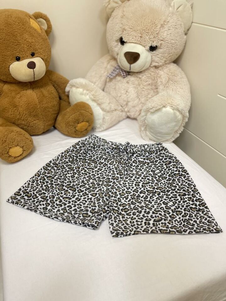 Kadın %100 Pamuklu Süprem Desenli Yumuşak Basic Mini Şort MS.Leopar - S