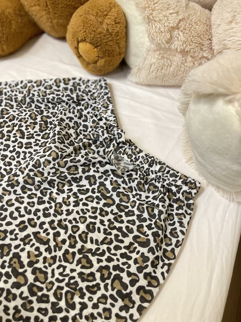 Kadın %100 Pamuklu Süprem Desenli Yumuşak Basic Mini Şort MS.Leopar - S