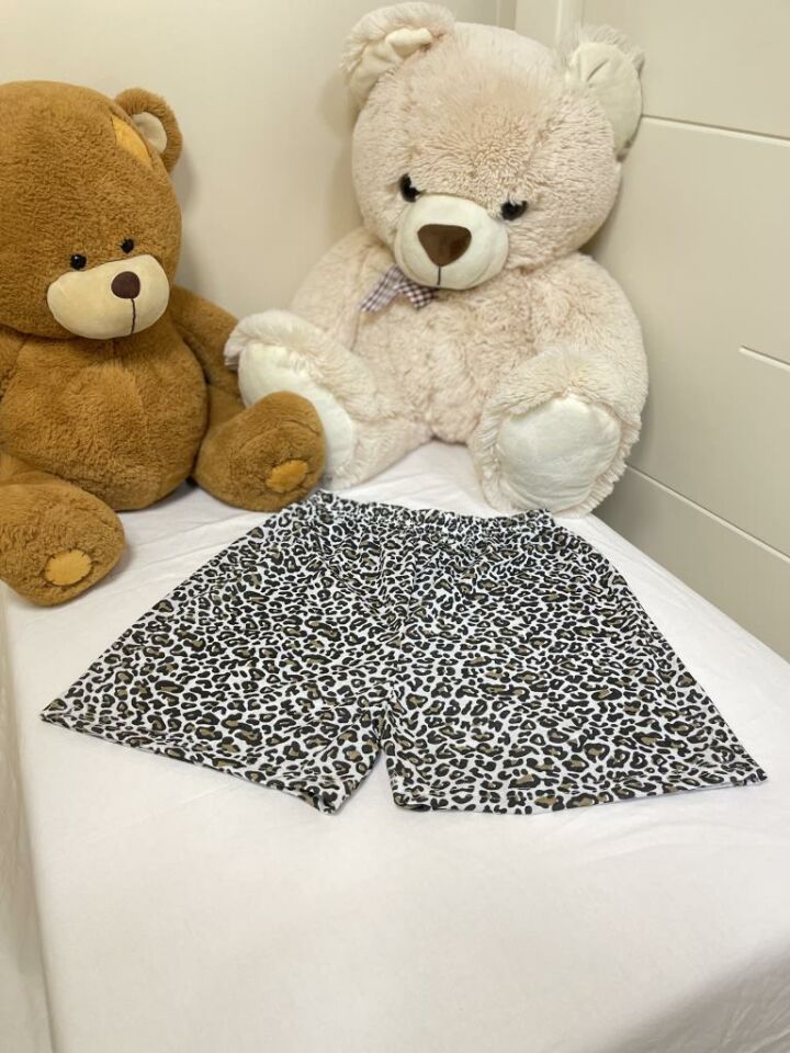 Kadın %100 Pamuklu Süprem Desenli Yumuşak Basic Mini Şort MS.Leopar - S