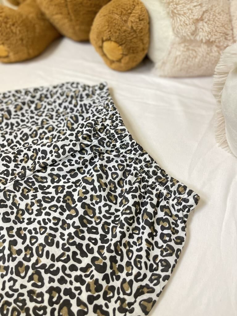 Kadın %100 Pamuklu Süprem Desenli Yumuşak Basic Mini Şort MS.Leopar - S