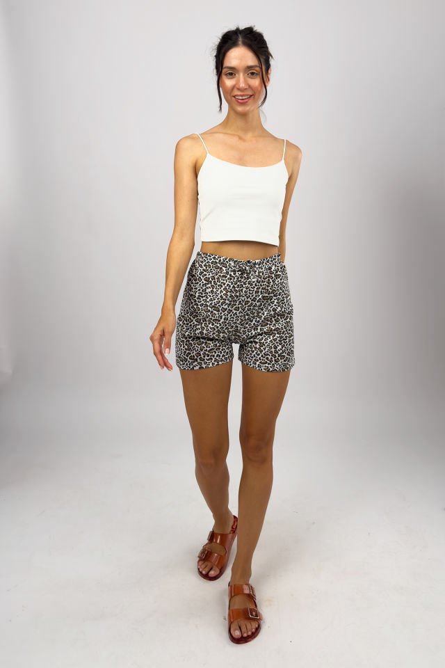 Kadın %100 Pamuklu Süprem Desenli Yumuşak Basic Mini Şort MS.Leopar - M