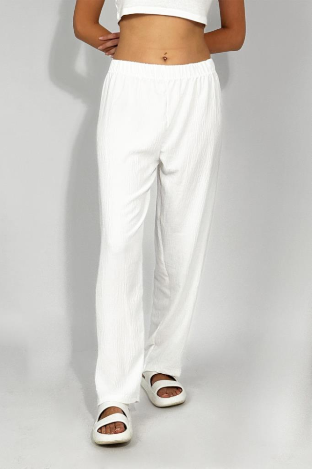 Kadın Beli Lastikli Ayrobin Eşofman Pantolon EKRU - XL