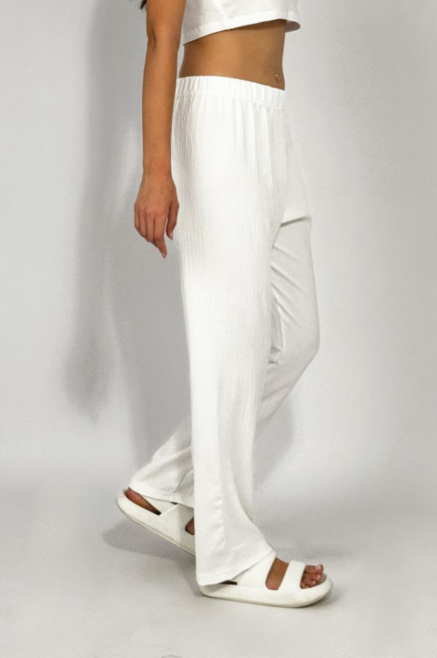 Kadın Beli Lastikli Ayrobin Eşofman Pantolon EKRU - XL