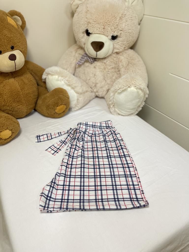 Kadın %100 Pamuklu Süprem Desenli Yumuşak Basic Mini Şort MS.Kırmızı Şerit Beyaz Kare - XXL