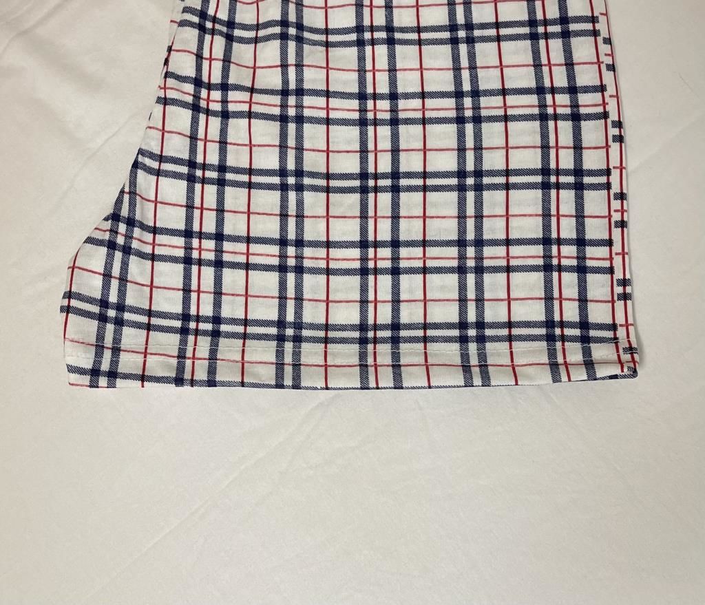 Kadın %100 Pamuklu Süprem Desenli Yumuşak Basic Mini Şort MS.Kırmızı Şerit Beyaz Kare - XXL