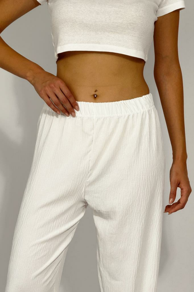 Kadın Beli Lastikli Ayrobin Eşofman Pantolon EKRU - 2XL