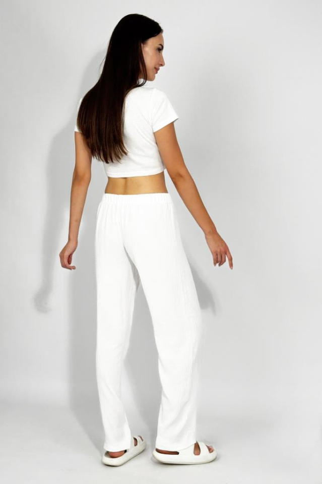 Kadın Beli Lastikli Ayrobin Eşofman Pantolon EKRU - 5XL