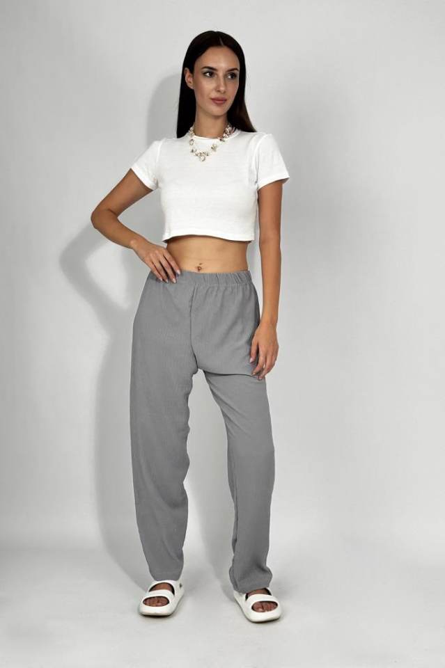 Kadın Beli Lastikli Ayrobin Eşofman Pantolon GRİ - 3XL