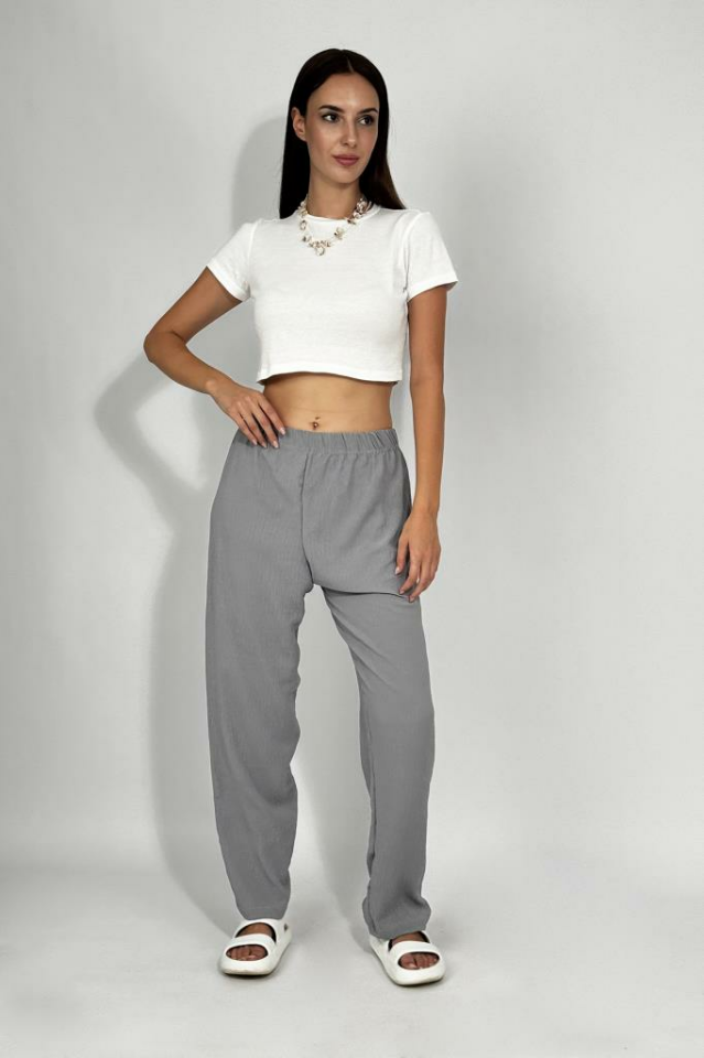 Kadın Beli Lastikli Ayrobin Eşofman Pantolon GRİ - 4XL