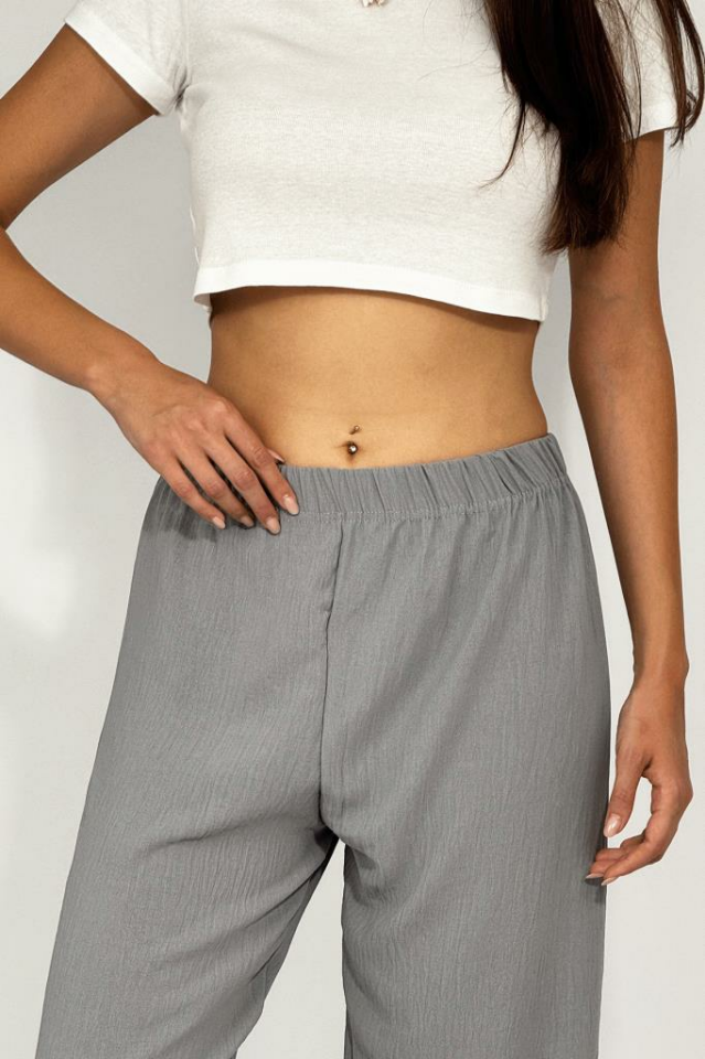 Kadın Beli Lastikli Ayrobin Eşofman Pantolon GRİ - 4XL