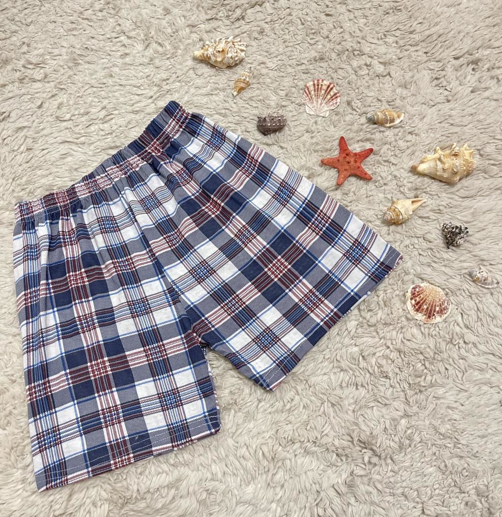 %100 Pamuk Kadın Yüksek Bel Dört Mevsim Şort Pijama Kahverengi Kare - XXL