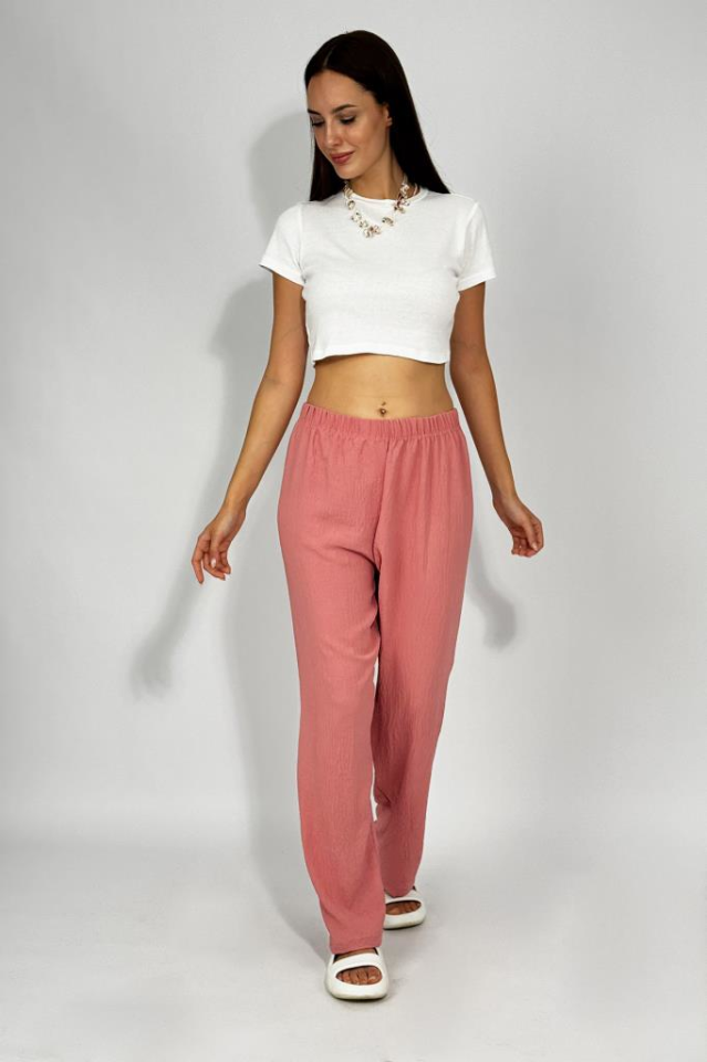 Kadın Beli Lastikli Ayrobin Eşofman Pantolon Gül Kurusu - XL