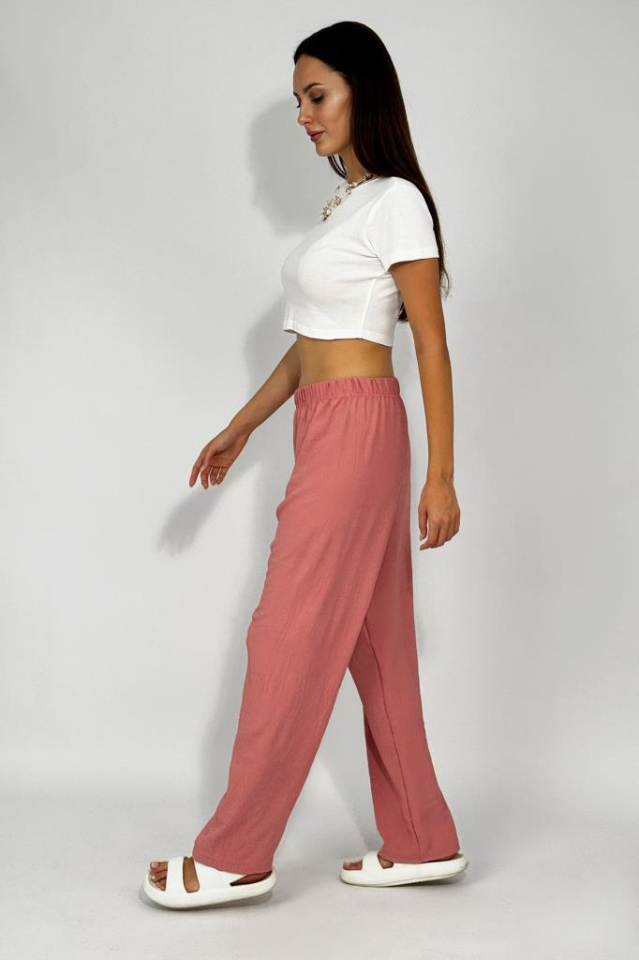 Kadın Beli Lastikli Ayrobin Eşofman Pantolon Gül Kurusu - XL