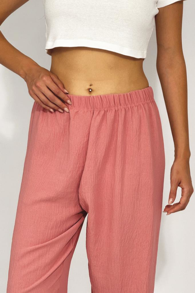 Kadın Beli Lastikli Ayrobin Eşofman Pantolon Gül Kurusu - XL