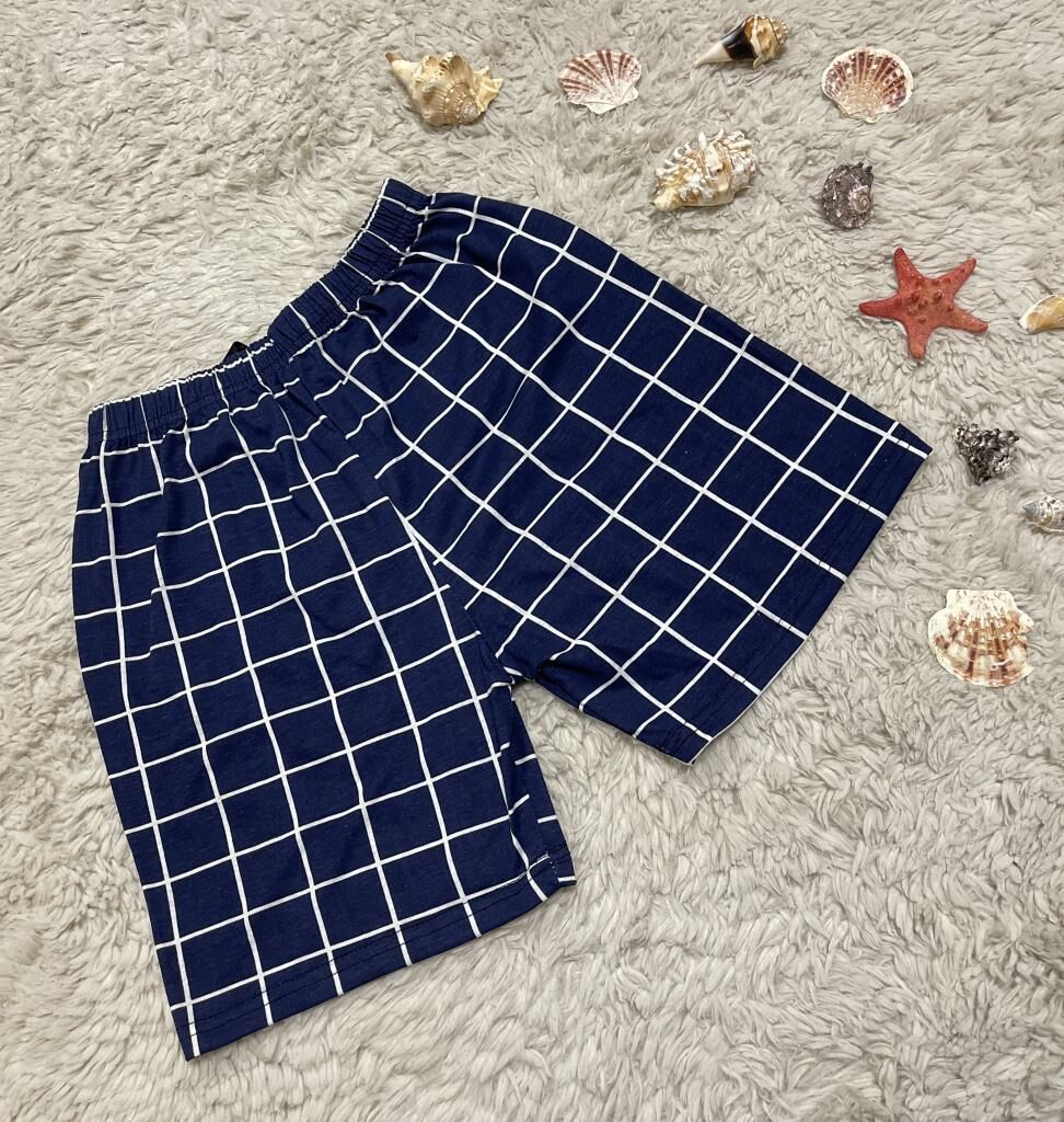 %100 Pamuk Kadın Yüksek Bel Dört Mevsim Şort Pijama Beyaz Çizgili - S