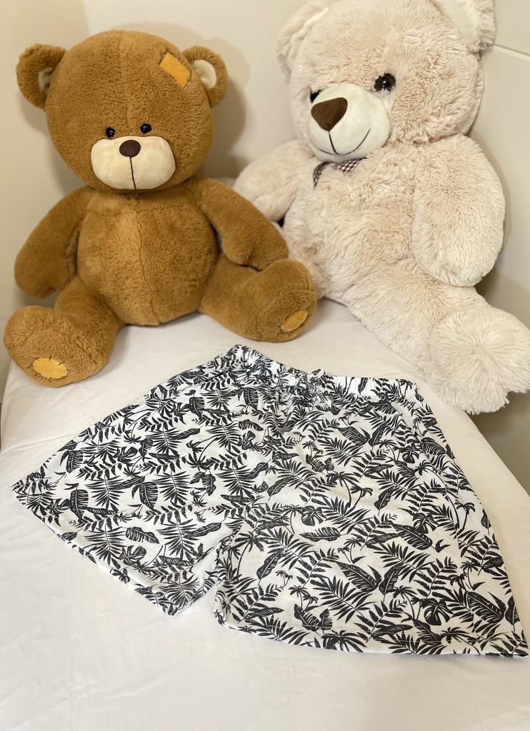 Kadın %100 Pamuklu Süprem Desenli Yumuşak Basic Mini Şort MS.Lacivert Dallı - XXL