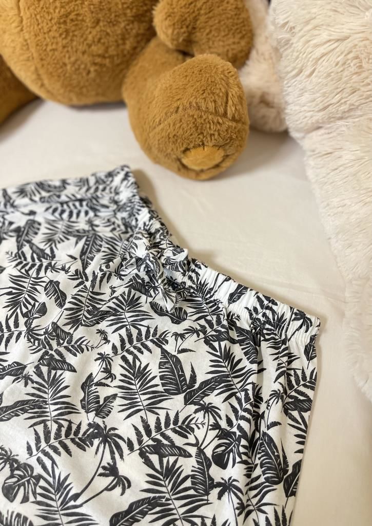 Kadın %100 Pamuklu Süprem Desenli Yumuşak Basic Mini Şort MS.Lacivert Dallı - XXL