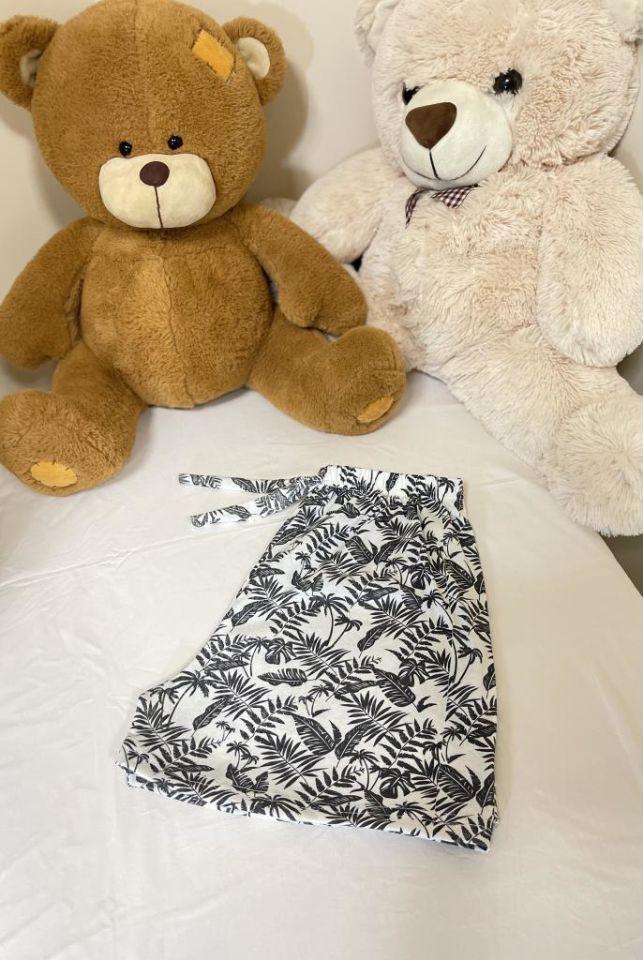 Kadın %100 Pamuklu Süprem Desenli Yumuşak Basic Mini Şort MS.Lacivert Dallı - XXL