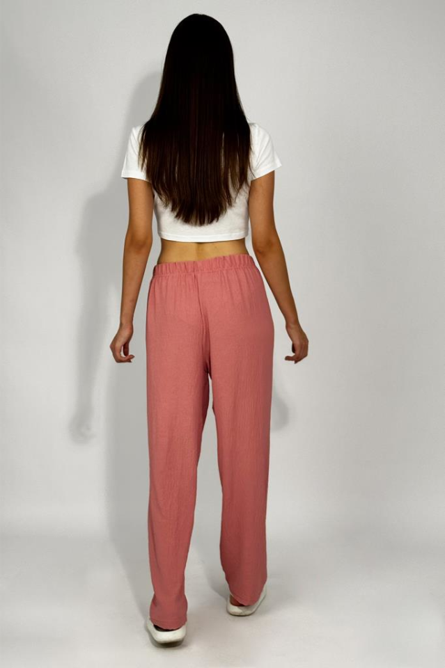 Kadın Beli Lastikli Ayrobin Eşofman Pantolon Gül Kurusu - 2XL