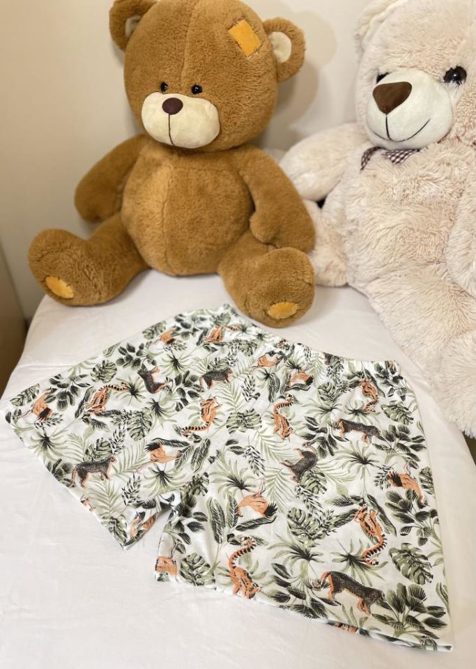 Kadın %100 Pamuklu Süprem Desenli Yumuşak Basic Mini Şort MS.Yeşil Horoz - XXL