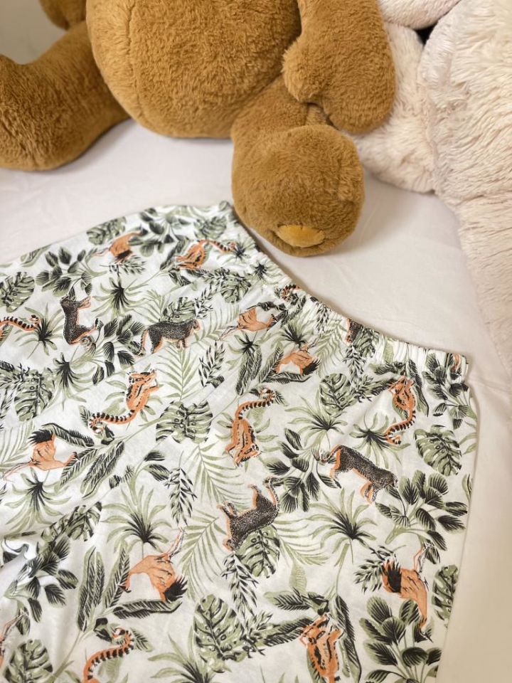 Kadın %100 Pamuklu Süprem Desenli Yumuşak Basic Mini Şort MS.Yeşil Horoz - XXL