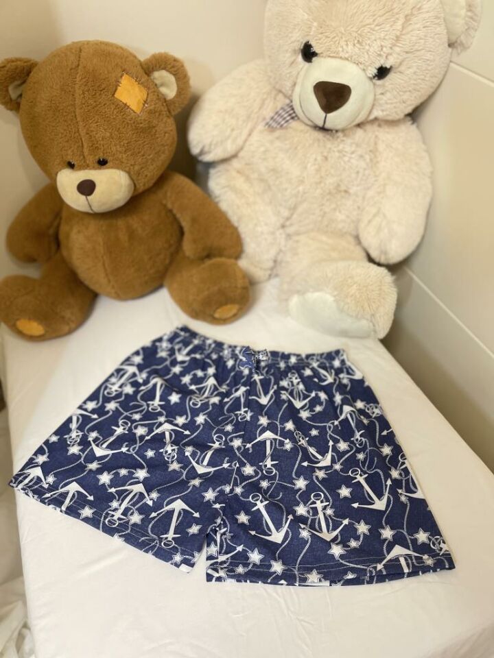 Kadın %100 Pamuklu Süprem Desenli Yumuşak Basic Mini Şort MS.Çapalı Lacivert - XL