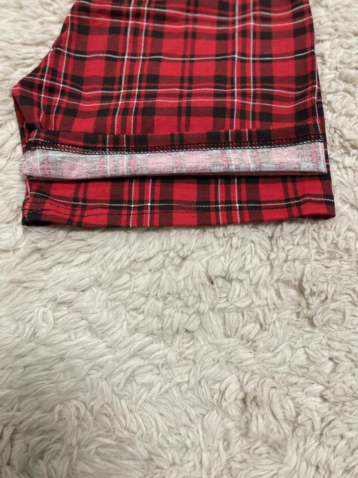 %100 Pamuk Kadın Yüksek Bel Dört Mevsim Şort Pijama Kırmızı Siyah - S