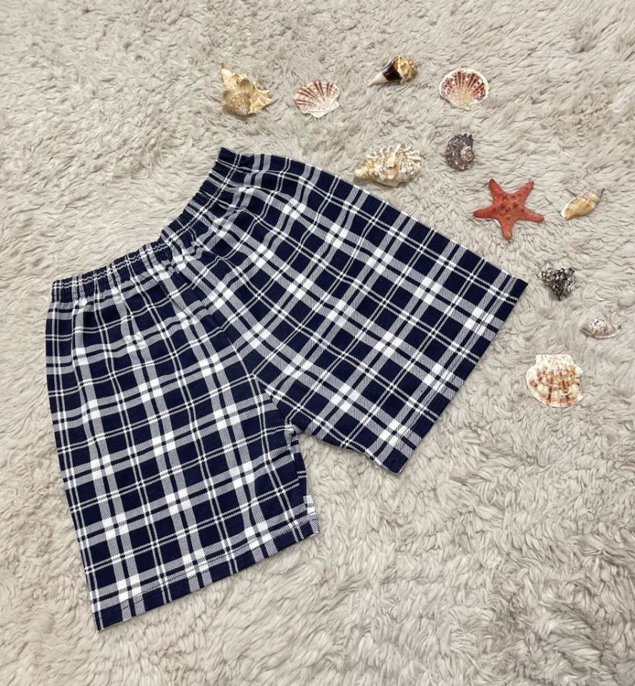 %100 Pamuk Kadın Yüksek Bel Dört Mevsim Şort Pijama Siyah Beyaz Kare - S