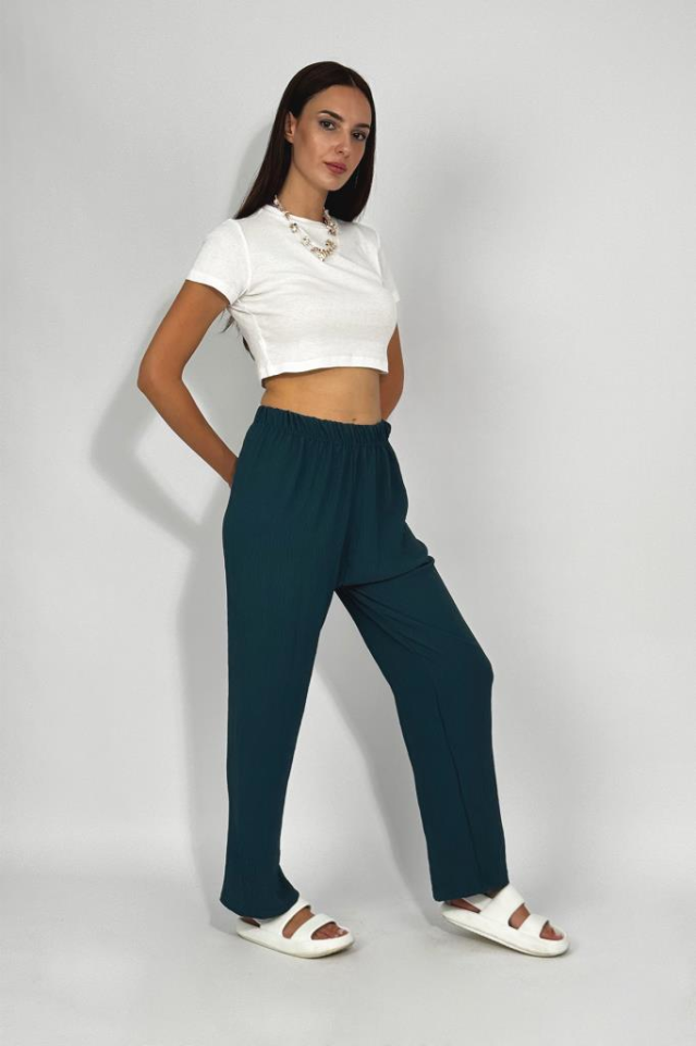 Kadın Beli Lastikli Ayrobin Eşofman Pantolon Petrol - 4XL
