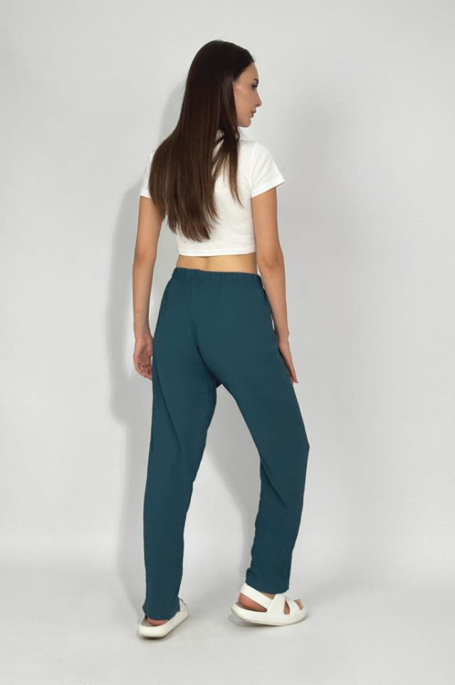 Kadın Beli Lastikli Ayrobin Eşofman Pantolon Petrol - 4XL