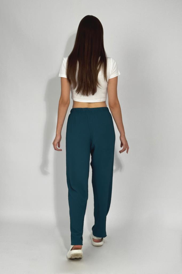 Kadın Beli Lastikli Ayrobin Eşofman Pantolon Petrol - 4XL