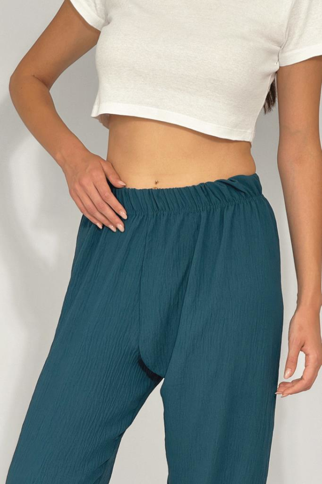 Kadın Beli Lastikli Ayrobin Eşofman Pantolon Petrol - 4XL
