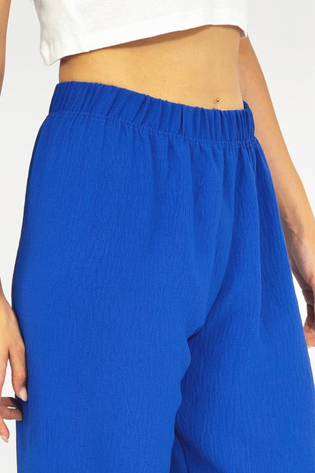 Kadın Beli Lastikli Ayrobin Eşofman Pantolon Saks Mavi - L