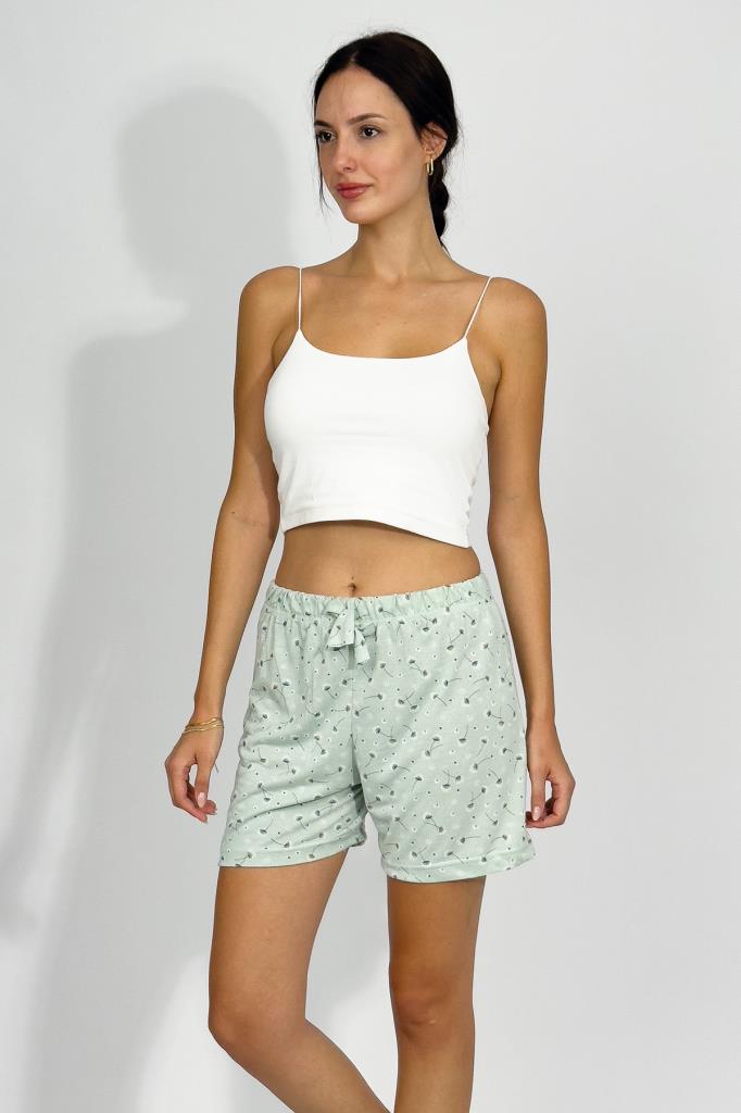 Kadın Dört Mevsim Poliviskon Kurdeleli Şort Çağla Yeşili - M