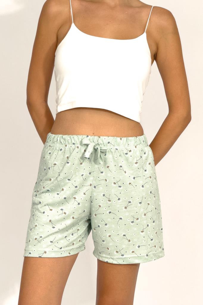 Kadın Dört Mevsim Poliviskon Kurdeleli Şort Çağla Yeşili - M