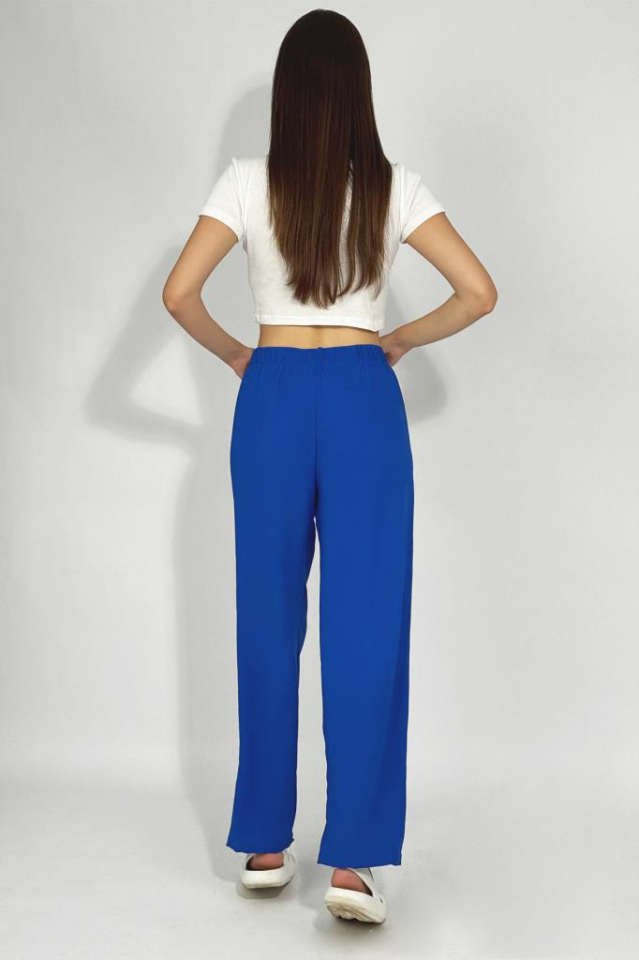 Kadın Beli Lastikli Ayrobin Eşofman Pantolon Saks Mavi - XL