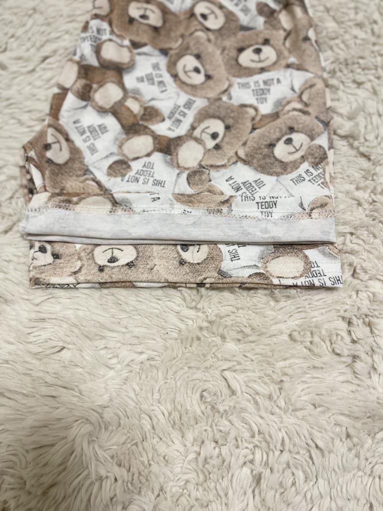 %100 Pamuk Kadın Yüksek Bel Dört Mevsim Şort Pijama Kahve Beyaz Ayıcık - XXL